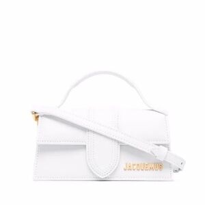 Jacquemus White Leather Mini Top-Handle Bag with Gold Logo